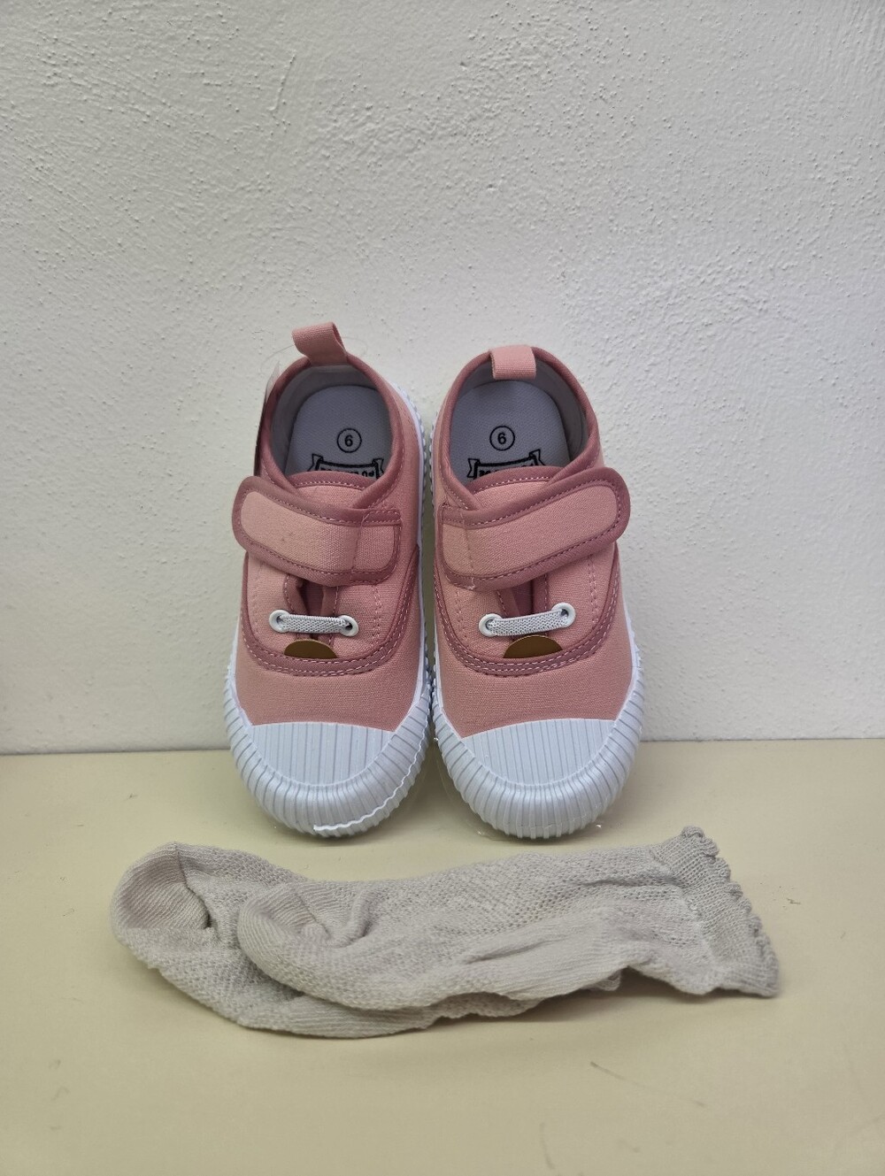 Kids Pink Canvas Sneakers with Velcro Strap